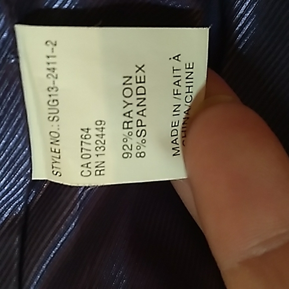 Sharp looking Navy White Blazer with Faux Leather Elbow Patchs and Collar - Picture 9 of 11